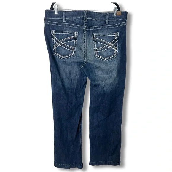 Ariat Women’s Trouser Low Rise Bootcut Jeans Dark Wash White Stitching Sz. 20WL - Picture 2 of 6